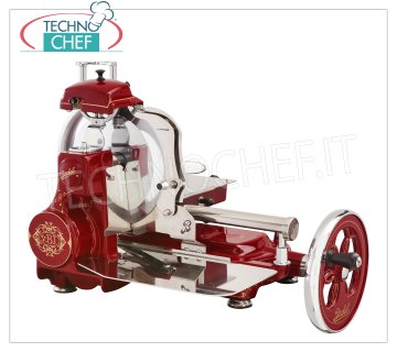 BERKEL - Flywheel Slicer Mod TRIBUTE, blade Ø 300 mm, Manual flywheel slicer, red color, with blade diameter mm 300, weight 52 kg, dim.mm.805x670x700h