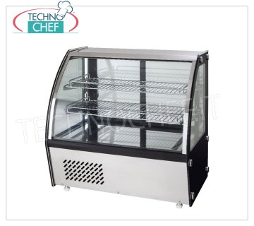 Forcar - REFRIGERATED DISPLAY CABINET, capacity lt.100, Ventilated, Class C, mod.G-VPR100 Refrigerated counter display case with curved glass, VENTILATED refrigeration, temperature +2°/+8° C, capacity lt.100, ECOLOGICAL Gas R600a, Class C, 230/1, Kw 0,15, Weight 57 Kg, external dim. mm.695x462x670h