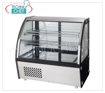 Forcar - REFRIGERATED DISPLAY CASE, capacity lt.120, Ventilated, Class C, mod.G-VPR120 Refrigerated counter display case with curved glass, VENTILATED refrigeration, temperature +2°/+8° C, capacity lt.120, ECOLOGICAL Gas R600a, Class C, V.230/1, Kw 0.16, Weight 70 Kg, dim . external mm.695x580x670h