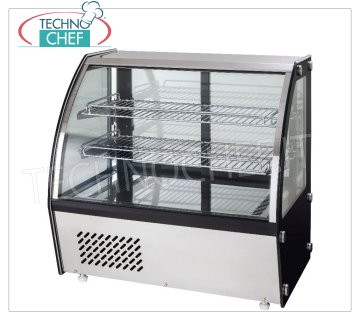 FORCAR - REFRIGERATED DISPLAY CABINET, capacity lt.160, Ventilated, Class C, mod.G-VPR160 Counter refrigerated display case with curved glass, VENTILATED refrigeration, temperature +2°/+8° C, capacity lt.160, ECOLOGICAL Gas R600a, Class C, V.230/1, Kw.0,16, Weight 75 Kg, size external mm. 873x580x670h