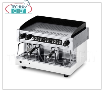 WEGA - 2 groups Espresso Coffee Machines, Professional for Bars, ORION GOLD Line, Mod EVD20G Professional Espresso Coffee Machine 2 Groups for Bars, Automatic, Orion Gold Line, Brand WEGA, volumetric coffee dosage, 12 lt. boiler, 2 steam wands, Hot Water, V.230/3-400/3+N, Kw. 3,6/3,9, Weight 84 Kg, dim.mm.720x545x515h