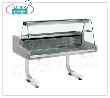 REFRIGERATED SHOWCASE on WHEELED SUPPORT, with CURVED GLASS, mod VRY7 REFRIGERATED DISPLAY CABINET on SUPPORT WITH WHEELS, version with CURVED GLASS, STATIC, temperature + 4 ° / + 6 ° C, VR2000 Line, complete with cooling unit and lighting, V.230 / 1, Kw.0,441, dim.mm.1000x930x1255h