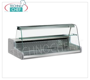 COUNTER REFRIGERATED DISPLAY CASE, version with CURVED GLASS, mod. VRY8 COUNTER REFRIGERATED DISPLAY CASE, version with CURVED GLASS, STATIC, temperature +4°/+6°C, VR2000 Line, complete with refrigerating unit and lighting, V.230/1, Kw.0,441, dim.mm.1000x930x660h
