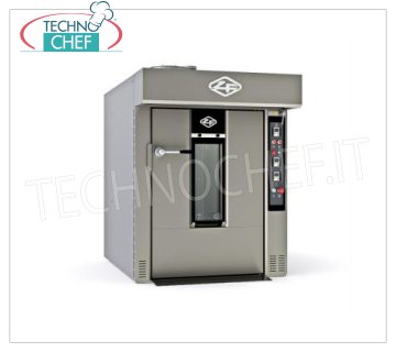 Rotary Electric Oven for BREAD PASTRY, Mod.BABY60X80E ELECTRIC ROTARY OVEN for BREAD AND PASTRY, capacity 10/12 trays measuring 600x800 mm, V.400/3, Kw.23.5, Weight 700 Kg, dim.mm.1260x1870x1590h