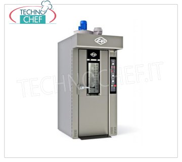 Electric Rotary Oven for BREAD PASTRY, Mod.MINIROTORFAN40X60E ELECTRIC ROTARY OVEN for BREAD PASTRY, capacity 15/18 trays of mm 400x600, V.400/3, Kw.23,5, Weight 650 Kg, dim.mm.980x1500x2020h